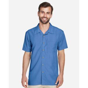 Harriton Men's Barbados Textured Camp Shirt - M560 - Pool Blue